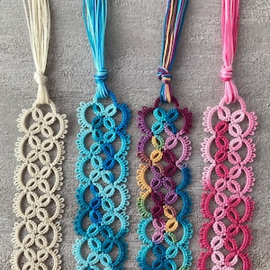 Tatted bookmark - handmade lace in Bright colors (one bookmark)