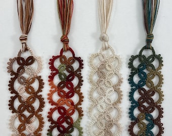 Tatted bookmark in earth tones - handmade lace (one bookmark)