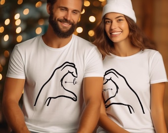 Couple's Love Hand Heart Gesture SVG, Matching T-Shirt Design (Digital Download)