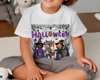 Kids Halloween Shirt: Witch, Wolf, Costume PNG (Digital Download)