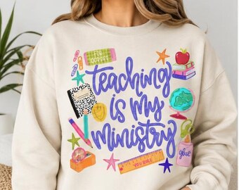Teaching Is My Ministry PNG, Dainty Girly Teacher Design (Digital Download)
