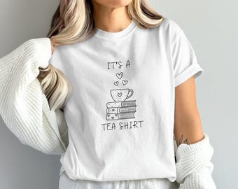 Tea Lover PNG, Bookish Cup Design, Cozy Addict Tee (Digital Download)