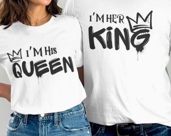 King and Queen Couple Shirts SVG PNG, Anniversary Design (Digital Download)
