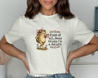 Funny Frog Christian PNG, Jesus Thinks I'm a Delight Design (Digital Download)