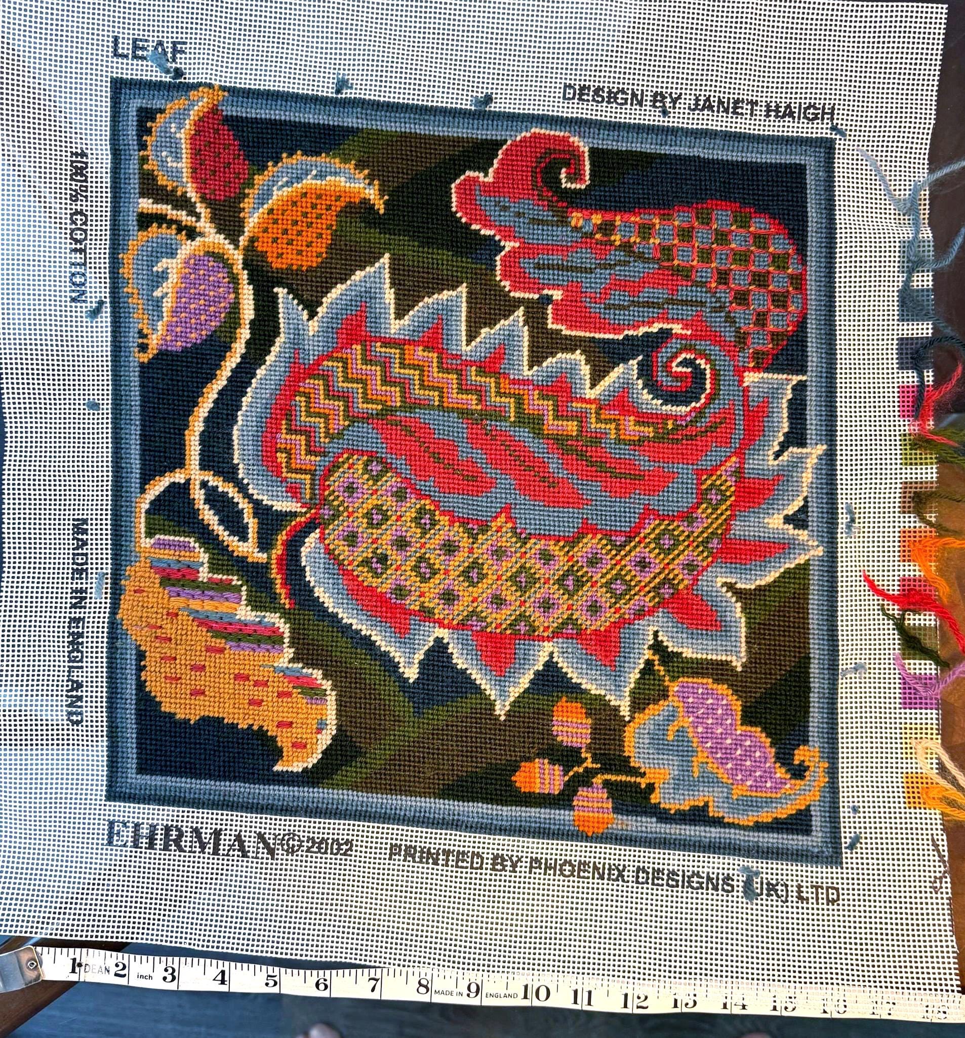 tapestry mania出品 Ehrman Tapestries Leaf by Janet Haigh Needlepoint Completed - Etsy