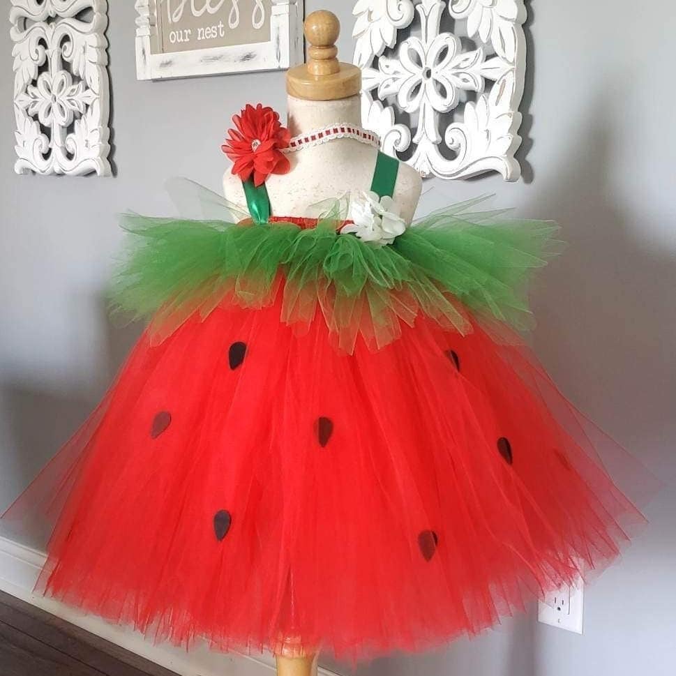 Strawberry tutu dress, Halloween costume, birthday dress, sweet ONE, strawberry dress, strawberry tutu
