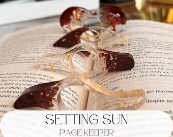 Setting Sun Page Keeper: Gold Leaf & Red Mica Book Holder Thumb Ring