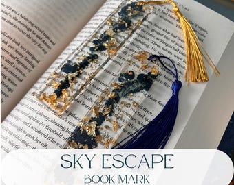 Sky Escape Bookmark: Deep Blue Mica and Gold Flake Bookmark for Book Lovers