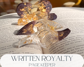 Written Royalty Page Keeper: Gold Leaf & Purple Mica Book Accessory Resin Thumb Page Holder