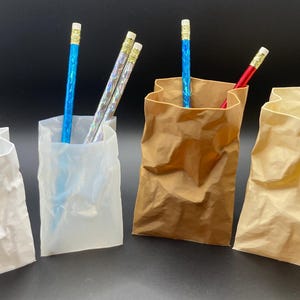 Impression 3D : sac en papier en plastique / porte-stylo (couleurs au choix)