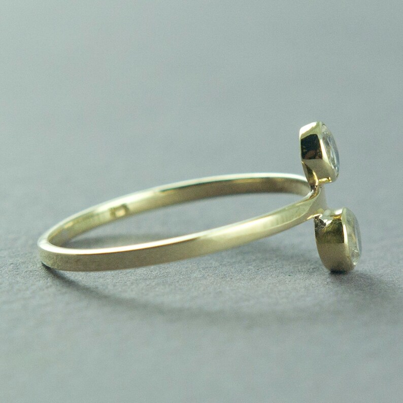 Delicate Jewelry Faceted Rainbow Moonstone Ring Solid 14K Gold Ring Gold Ring Free Courier Shipping Made to Order