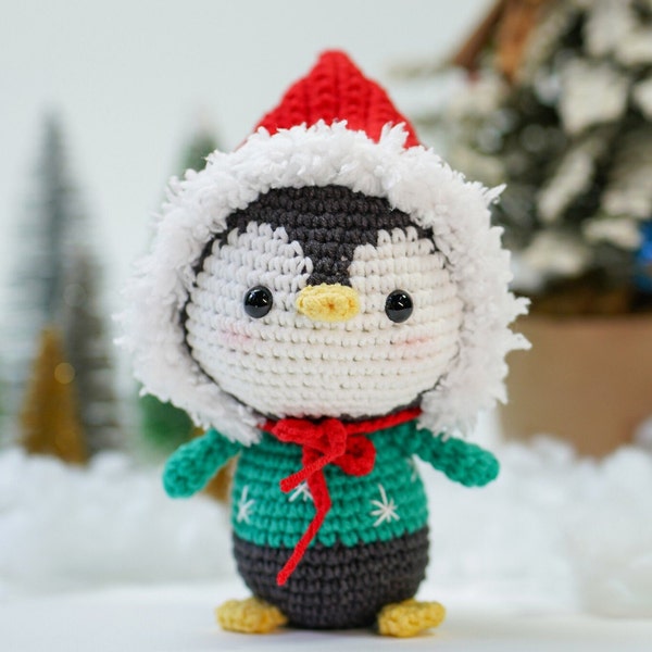 Handmade Crochet Penguin – Christmas Crochet Animal Toy in Santa Costume main image 1