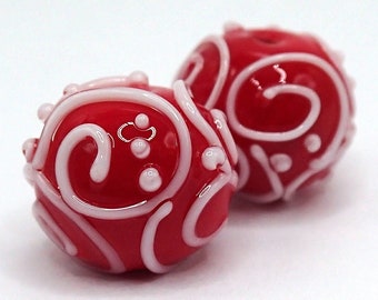 Red and White Scrolled Rounds