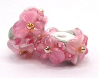 Rose Quartz I Gilded Floral Spacers