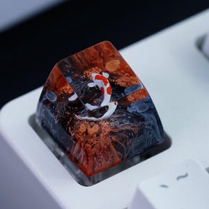 Japanese Koi Fish Artisan Keycap, Custom Coral Ocean Keycap Set for Cherry MX, Unique Resin Keycap, Perfect Gift for Keyboard Accessories