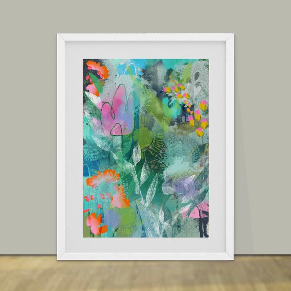 Floral Symphony, Downloadable Print, Abstract art , Print at Home, Fresh looking, Mix Media