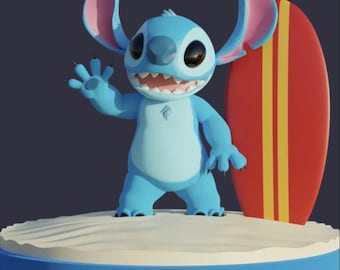 Life Size Stitch With Surfboard | 1:1 Scale | 3d print files | 256mm build plate | Comes with small File