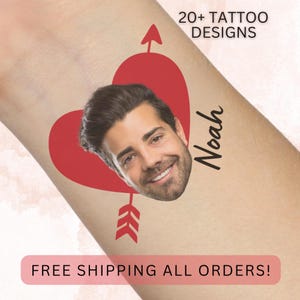 Custom Groom Face Tattoos - Bachelorette Party Favor, Wedding Temporary Tattoo
