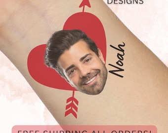 Custom Groom Face Tattoos - Bachelorette Party Favor, Wedding Temporary Tattoo
