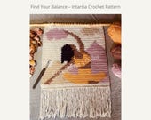 Crochet Wall Hanging Pattern · Yoga Girl · Intarsia Tapestry PDF · Boho Home Decor · Symbolic Design · English & Spanish · Digital Gift