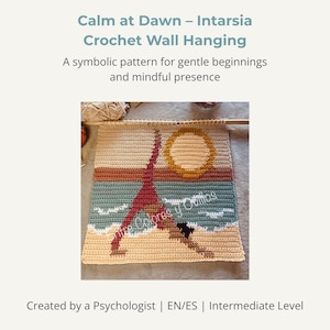 Yoga Beach Crochet Wall Hanging Pattern · Intarsia · PDF · English & Spanish · Intermediate Level · Digital Download