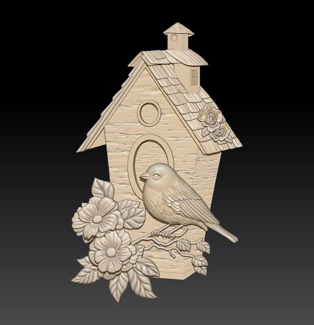 Bird With a Birdhouse, 3D Model STL File, 3d Print Files, CNC File, 3d ...