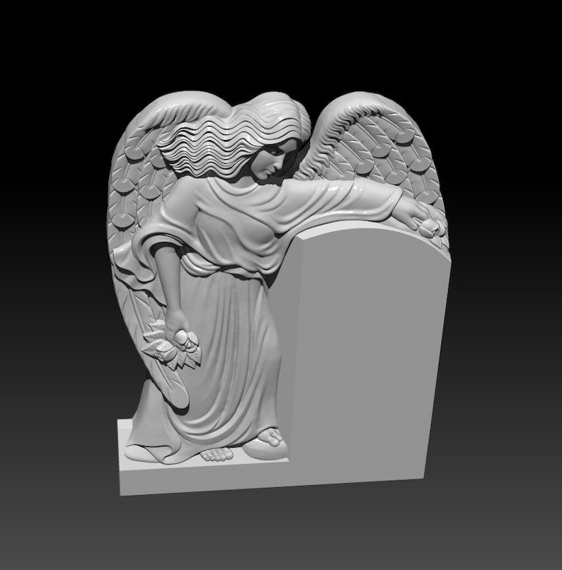 Angel With a Flower, 3D STL Model for CNC Router, Headstone Stl Files ...
