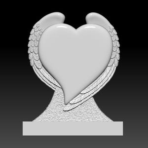 Op de afbeelding: Witte keramische hartvormige gedenkplaat met engelenvleugels. Het hart is leeg en kan worden gepersonaliseerd met een naam of een boodschap.