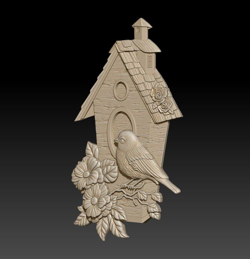 Bird With a Birdhouse, 3D Model STL File, 3d Print Files, CNC File, 3d ...