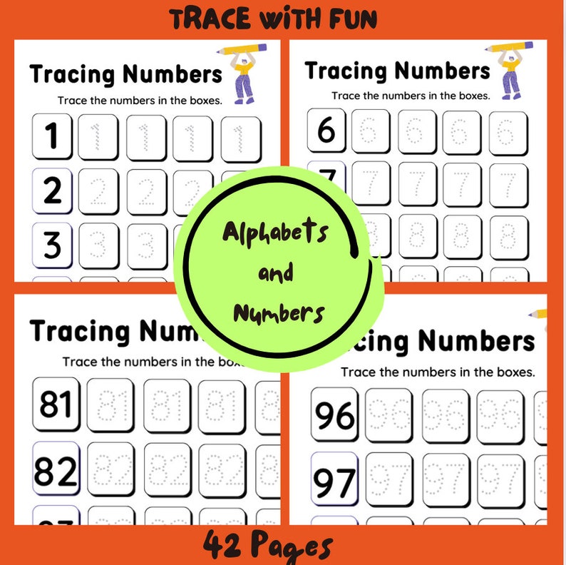 Printable Alphabets and Numbers Tracing Worksheets Prek and