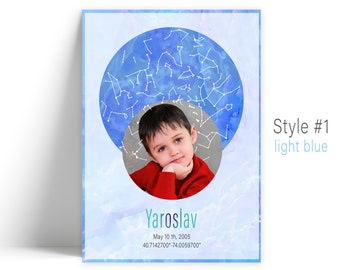 CUSTOM Star Map Digital Download, Star Map Birth Gift, Custom Zodiac Art Star Poster Ecliptic Engagement Every Visible Star Galaxy Art Print