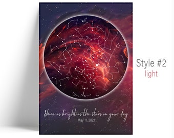 Custom Star Map, REAL Night Sky Print, Star Map Printable, Constellation Map, Personalized Anniversary Gift