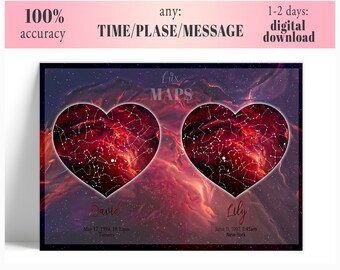 Star Map Print Custom By Date, PRINTABLE Star Chart Poster, Astronomy Gifts Galaxy Art Print, Constellation Map Where We Met Night Sky Print
