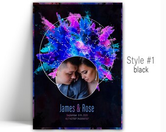 Custom Star Map, REAL Night Sky Print, Star Map Printable, Constellation Map, Personalized Anniversary Gift wedding