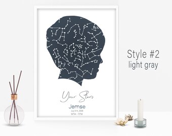 silhouette from photo, CUSTOM Star Map Print, Night Sky Star Map Birthday, Personalize Anniversary Star Map, Constellation Gift Poster