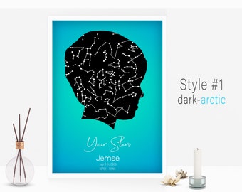 silhouette from photo, CUSTOM Star Map Print, Night Sky Star Map Birthday, Personalize Anniversary Star Map, Constellation Gift Poster