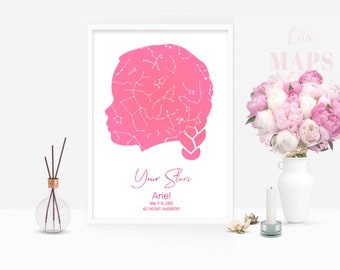 silhouette from photo, CUSTOM Star Map Print, Night Sky Star Map Birthday, Personalize Anniversary Star Map, Constellation Gift Poster