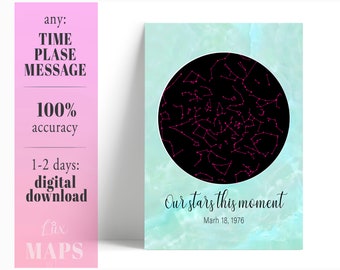 Custom Night Sky Star Map Print, Gift for Him, Gift for Her, Couples Star Map, Anniversary Gift, Engagement Gift Wedding Gift, Romantic Gift