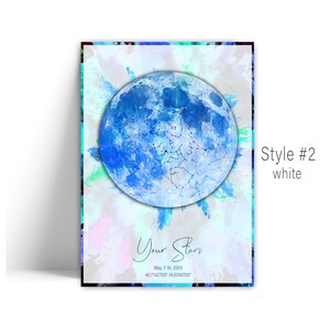 Impresión personalizada del mapa de estrellas del cielo nocturno, regalo para él, regalo para ella, mapa de estrellas para parejas, regalo de aniversario, regalo de compromiso, regalo de boda, regalo romántico
