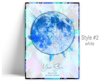 Custom Night Sky Star Map Print, Gift for Him, Gift for Her, Couples Star Map, Anniversary Gift, Engagement Gift Wedding Gift, Romantic Gift