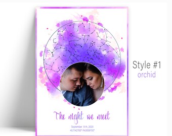 10th Anniversary | Personalised Star Map Poster | Tenth Year Anniversary Gift Of Tin Silver 25th | Custom Wedding