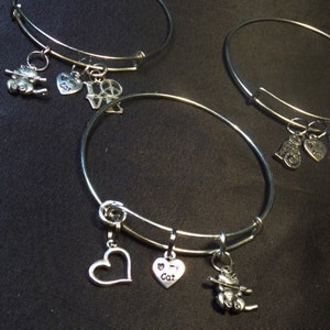 Cat Lovers Bangle Bracelet, Charm Bracelet, Gifts for Her, Adjustable Stacking bracelets, Minimalist Jewelry, Mom Gift image 5