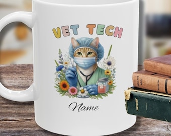 Veterinarian Student Graduation Coffee Mug, Veterinary Tech Gift, Personalized Vet Tech Coffee Cup, Custom Name Teacup