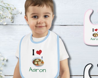 Personalized My First Passover Matzah Ball Soup Baby Bibs, Jewish Baby Bib Gifts, Custom Name Bodysuit, Jewish Holiday Newborn Gifts,