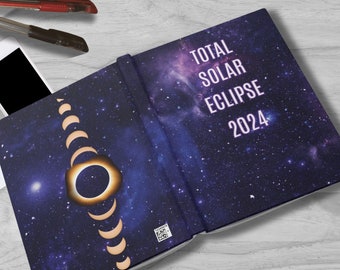 Solar Eclipse Matte Hardcover Journal, Total Eclipse, Eclipse Notebook, 2024 Solar Eclipse Keepsake, Astronomy Gifts, Gifts for Boyfriend