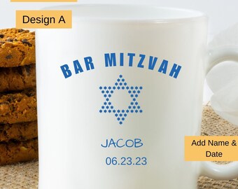 Personalized Bar Mitzvah Keepsake Coffee Mug, Mazel Tov Keepsake, Jewish Bar Mitzvah Cup, Bar Mitzvah Gifts Sets, Custom Name Gift