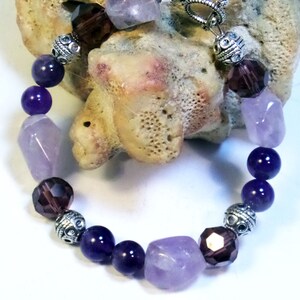 Amethyst Gemstone Bracelet with Clasp OR Purple Stretch Wrist Charm Jewelry