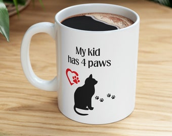 Ceramic Cat Dog Mom, Coffee Mug for Cat Lovers, Dog Owner Coffee Mug, Dog Mom Gift, Crazy Cat Lady, Pet Adoption, Funny Gifts