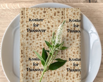 Passover Matzah Table Napkins, Cotton Napkins, Jewish Table Decor, Seder Hostess Gifts,