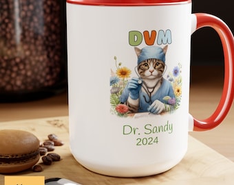 Veterinarian Custom Name Graduation Coffee Mug, Graduation Gift Personalized, Doctorate Graduation, DVM Teacup